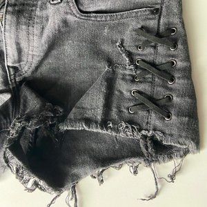 Black Distressed Denim Shorts
